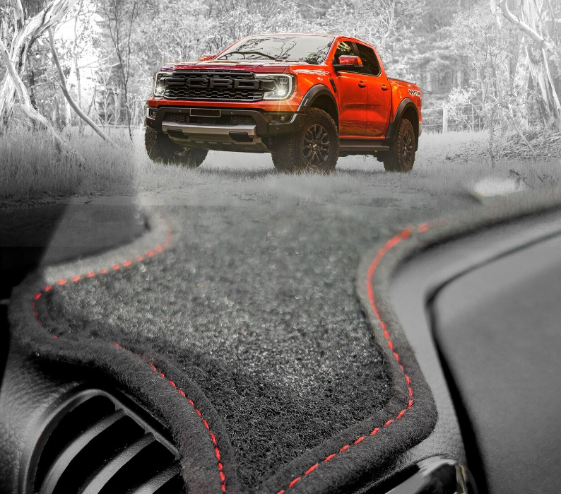 NEXT GEN Ford Ranger Raptor Dash Mat BLACK WITH RED STITCHING – Jarvis ...