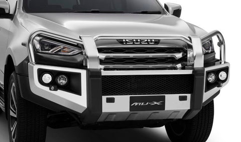 ISUZU MU-X MY21 - POLISHED ALLOY BULL BAR (WITH FOG LIGHTS & FPA)